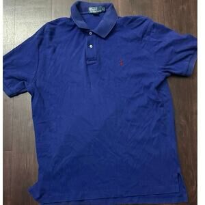 Polo Ralph Lauren Men’s Polo Shirt Blue Red Pony Logo Short Sleeve Size L
